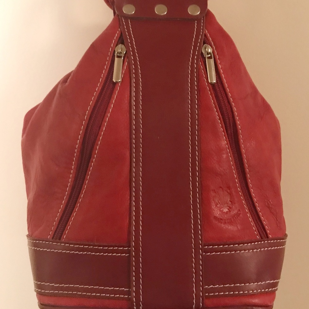 Red Italian Leather Backpack